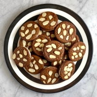 Toffee Sandwich Cookies with Almonds & Brown-Butter Buttercream Filling